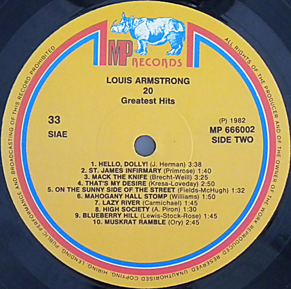 Louis Armstrong : 20 Greatest Hits (LP, Comp)