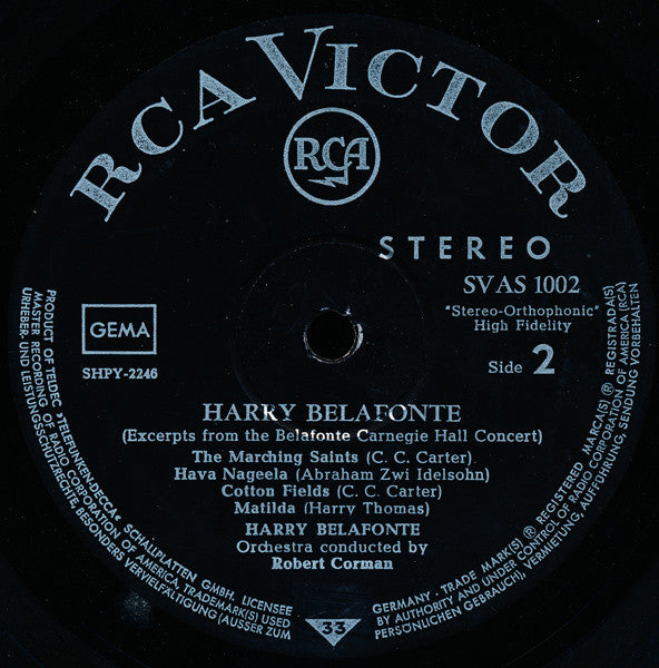 Harry Belafonte : Excerpts From The Belafonte Carnegie Hall Concert (LP, Album, RE)
