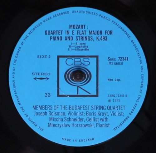 Wolfgang Amadeus Mozart - Mieczyslaw Horszowski And Budapest String Quartet : The Piano Quartets (LP, Album)