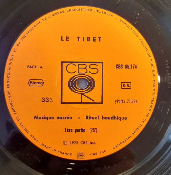 Unknown Artist : Le Tibet - Rituel Boudhique (LP, Album, Wal)