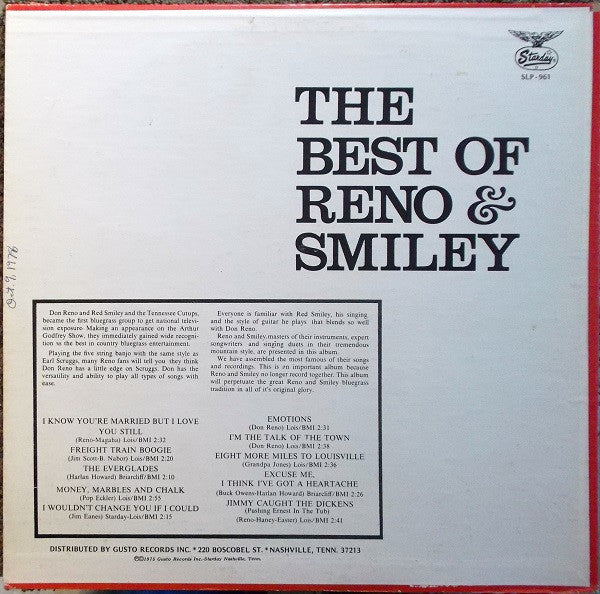 Reno And Smiley : The Best Of Reno & Smiley (LP, Comp, RE)