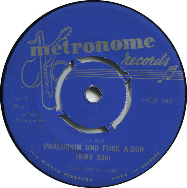 Finn Viderø, Johann Sebastian Bach : Fantasie G-dur / Präludium Und Fuga A-dur (7", Single)