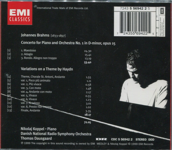 Nikolaj Koppel, DR RadioSymfoniOrkestret, Thomas Dausgaard : Brahms Piano Concerto No. 1 / Variations On A Theme By Haydn (CD, Album)