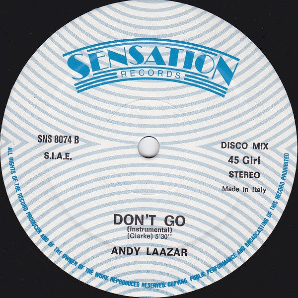 Andy Laazar : Don't Go (12")
