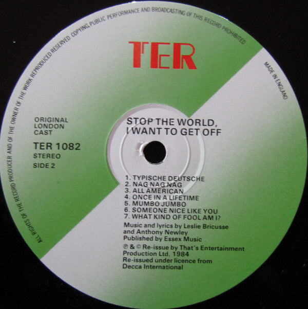 Anthony Newley With Anna Quayle : Stop The World - I Want To Get Off (LP, Mono)