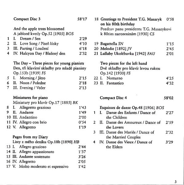 Josef Bohuslav Foerster, Patricia Goodson : Dreams, Memories And Impressions: Complete Solo Piano Music (4xCD)