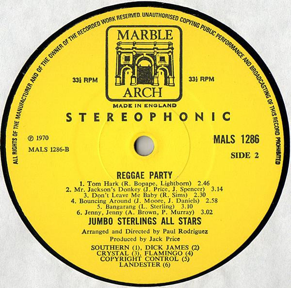 Jumbo Sterlings All Stars : Reggae Party (LP, Album)