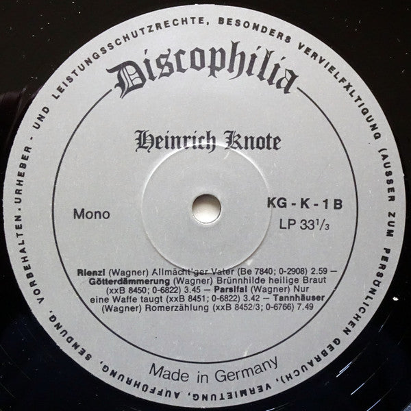 Heinrich Knote : Heinrich Knote I (LP, Comp, Mono)