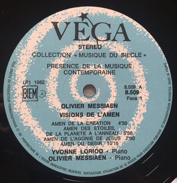 Olivier Messiaen - Yvonne Loriod, Olivier Messiaen : Visions De L'Amen (LP, Album, Gat)