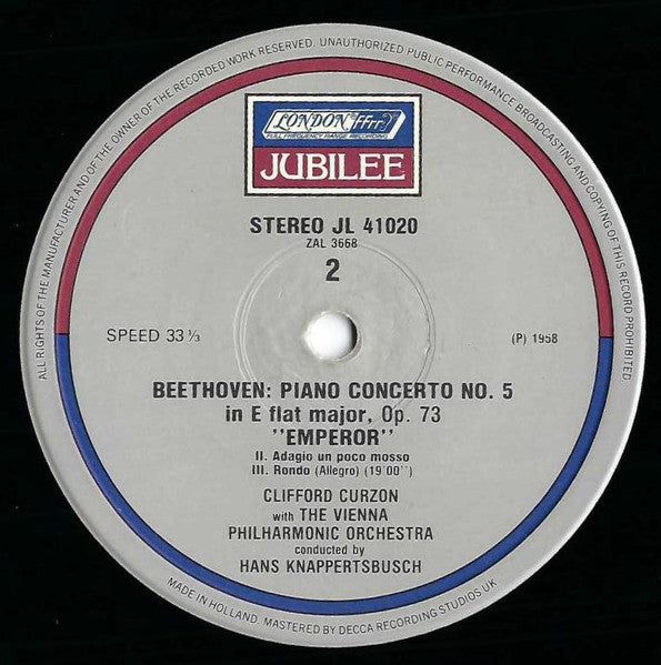 Ludwig van Beethoven - Clifford Curzon, Hans Knappertsbusch, Wiener Philharmoniker : Piano Concerto No. 5 'Emperor' (LP, Album, RE)