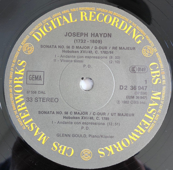 Joseph Haydn - Glenn Gould : The Six Last Sonatas (2xLP, Album, Gat)
