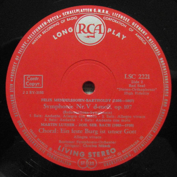 Felix Mendelssohn-Bartholdy - Charles Munch . . . . Boston Symphony Orchestra : Italian and Reformation Symphonies (LP, Album)