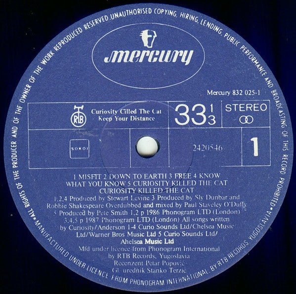 Curiosity Killed The Cat : Keep Your Distance (LP, Album)