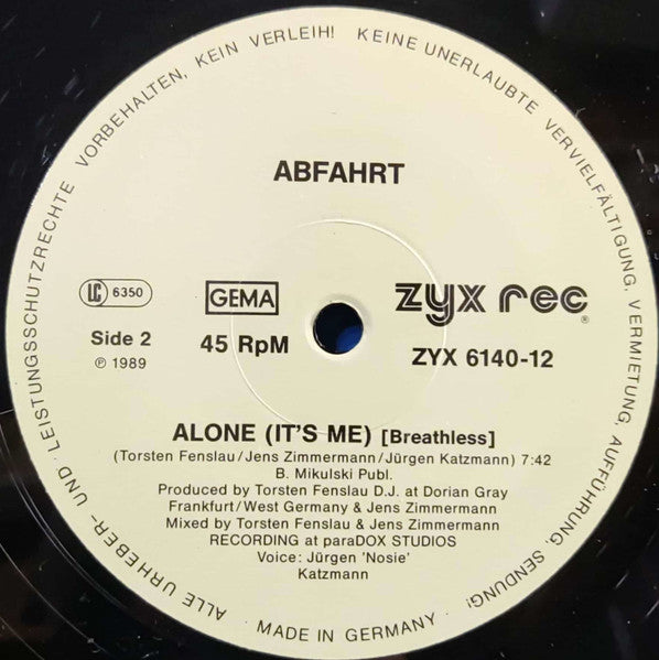 Abfahrt : Alone (It's Me) (12", Gre)