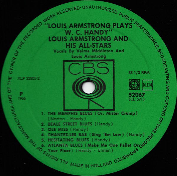Louis Armstrong : Louis Armstrong Plays W. C. Handy (LP, Album)