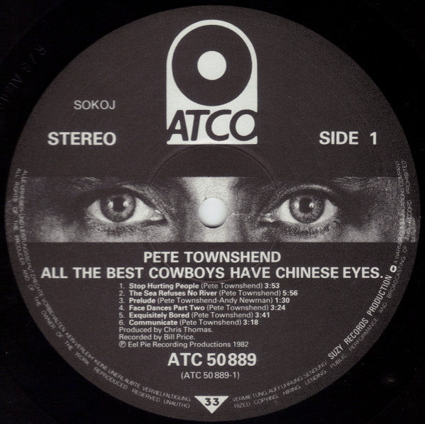 Pete Townshend : All The Best Cowboys Have Chinese Eyes (LP, Album)