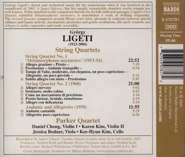 György Ligeti, Parker Quartet : String Quartets Nos. 1 And 2 • Andante And Allegretto (CD, Album)