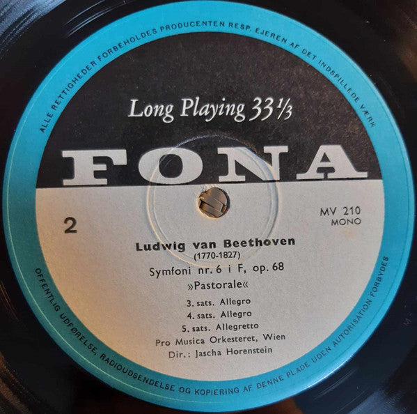 Ludwig van Beethoven, Vienna Pro Musica Orchestra, Jascha Horenstein : Symphonie n' 6 Pastorale (10", Mono)