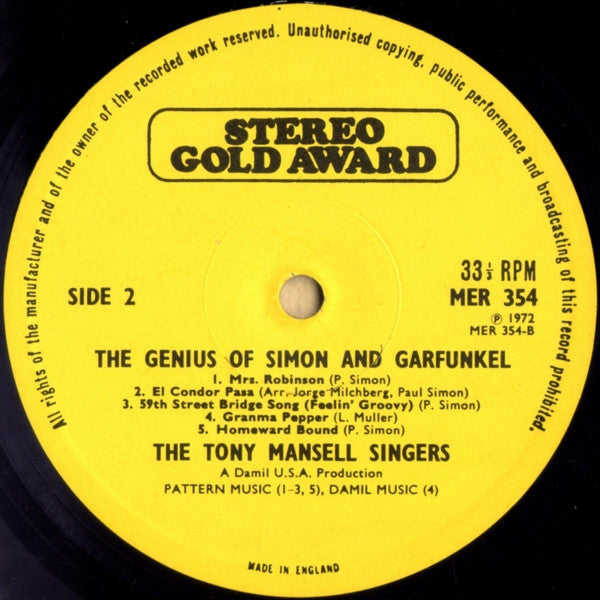 The Tony Mansell Singers : Bridge Over - The Genius Of Simon And Garfunkel (LP, Album)