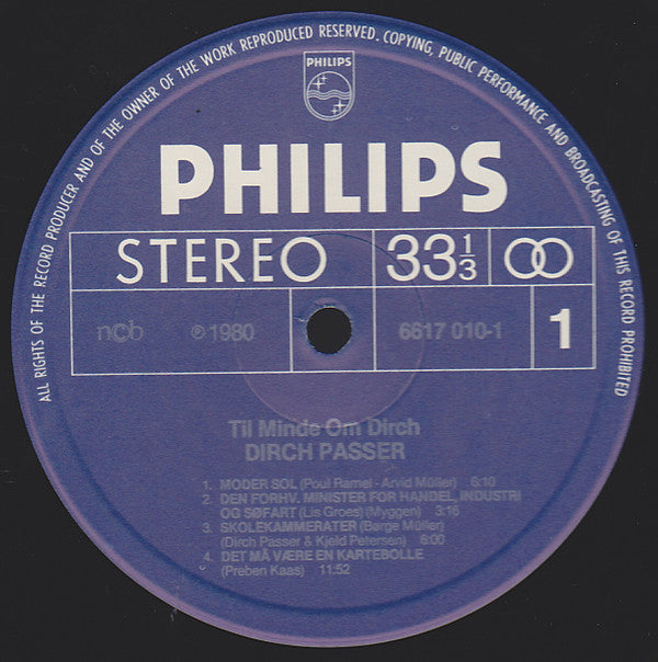 Dirch Passer : Til Minde Om Dirch (2xLP, Comp)