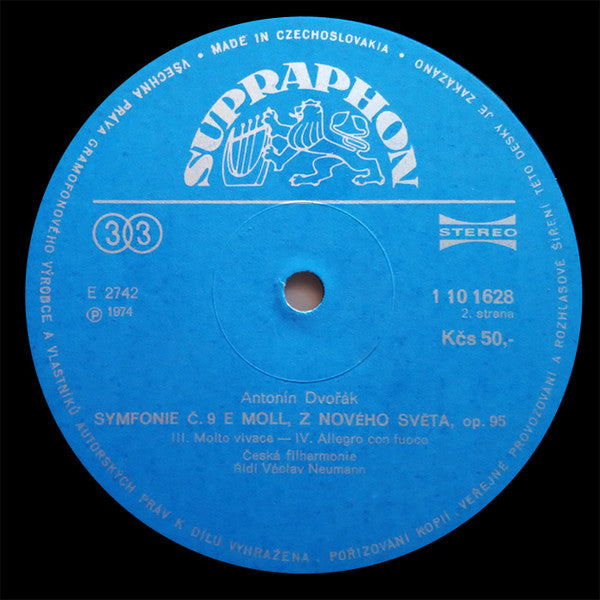 Antonín Dvořák, The Czech Philharmonic Orchestra, Václav Neumann : Symfonie Č.9 E Moll (Z Nového Světa = Из Нового Света = Aus Der Neuen Welt = From The New World) (LP, Album, RE, RP)