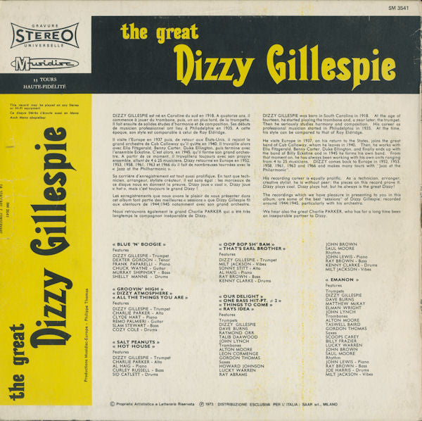 Dizzy Gillespie : The Great Dizzy Gillespie (LP, Comp, RE)