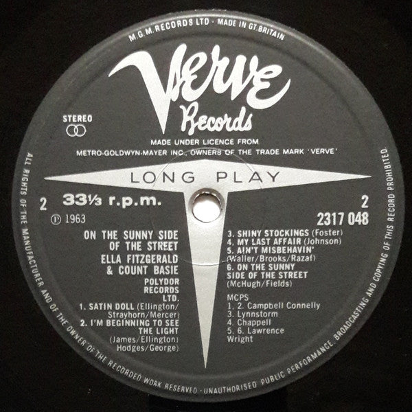 Ella Fitzgerald & Count Basie : On The Sunny Side Of The Street (LP, Album, RE)