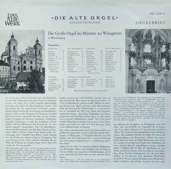 Johann Gottfried Walther, Johann Pachelbel - Albert De Klerk : Concerto G-Dur Für Orgel / Acht Magnificat-Versetten (10", Mono)