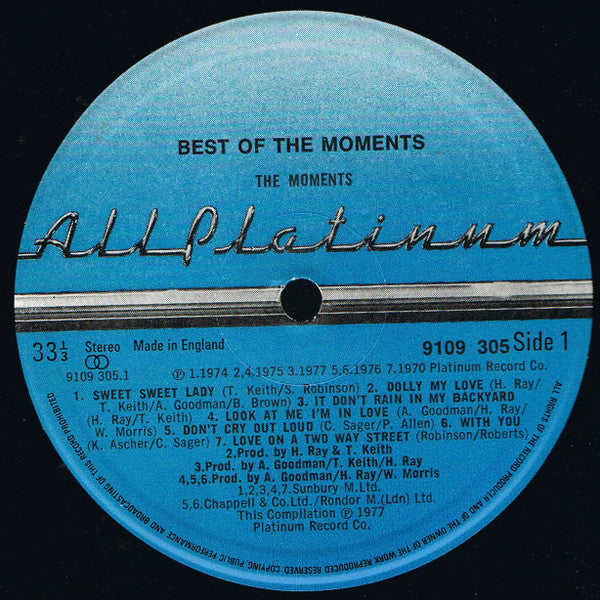 The Moments : Best Of The Moments (LP, Comp)