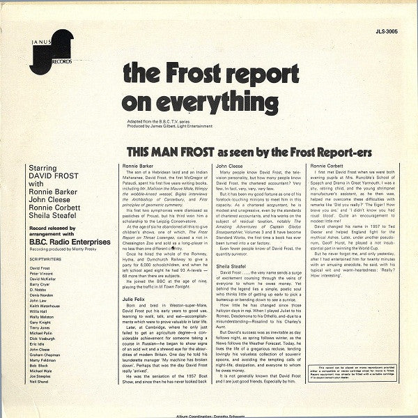 David Frost : The Frost Report On Everything (LP, Album, RE)