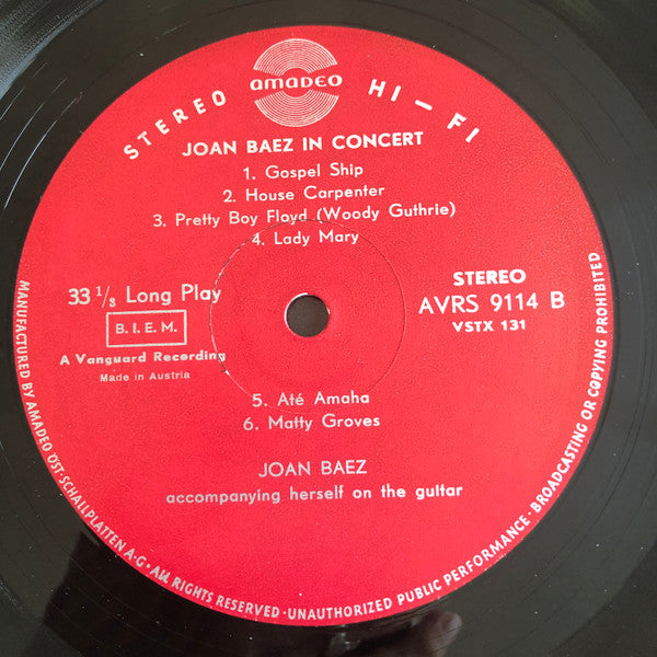 Joan Baez : In Concert (LP, Album)