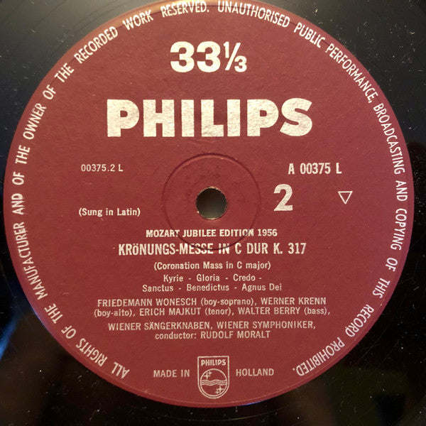Wolfgang Amadeus Mozart : Missa Brevis D-Dur KV 194 / Krönungsmesse C-Dur KV 317 (LP, Album, Mono, Lar)