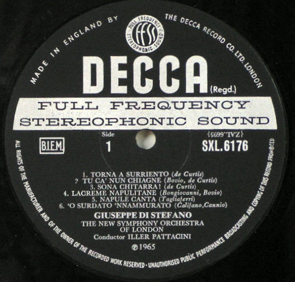 Giuseppe Di Stefano, The New Symphony Orchestra Of London, Iller Pattacini : Neapolitan Songs (LP, Album)