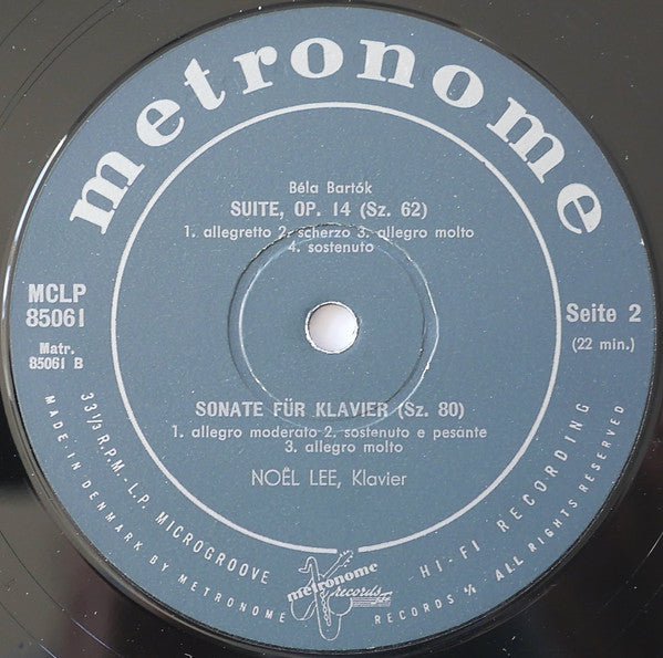 Béla Bartók, Noël Lee : Im Freien / Etudes Pour Piano / Suite Für Klavier / Sonate Für Klavier (LP, Album)