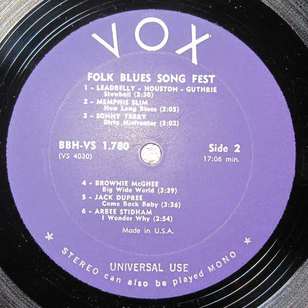 Various : Folk Blues Song Fest (LP, Comp, Mono, ARC)