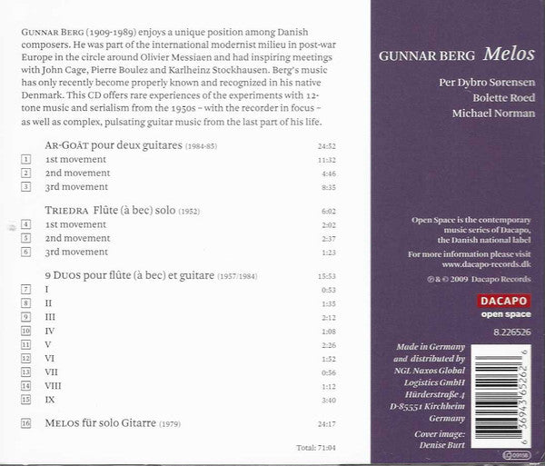 Gunnar Berg : Melos (CD, Album)