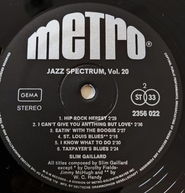 Slim Gaillard : Jazz Spectrum Vol. 20 (LP, Comp)