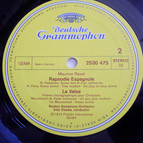 Maurice Ravel – Boston Symphony Orchestra · Seiji Ozawa : Bolero / La Valse / Rapsodie Espagnole (LP, RP, ★ O)