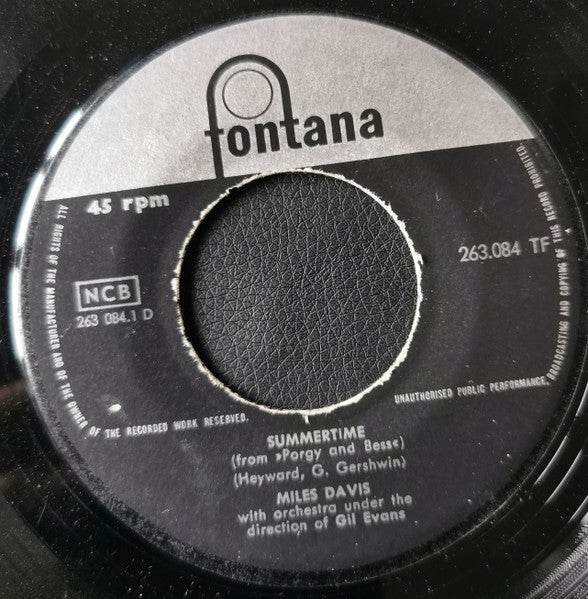 Miles Davis : Summertime (7", Red)