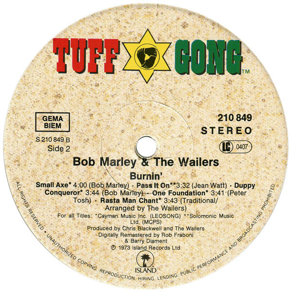 The Wailers : Burnin' (LP, Album, RE, RM)