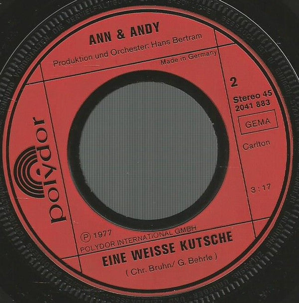 Ann & Andy : Ein Zigeuner Und Ein Blondes Mädchen (...Und Wenn Dann Die Roten Rosen Blühn) (7", Single)