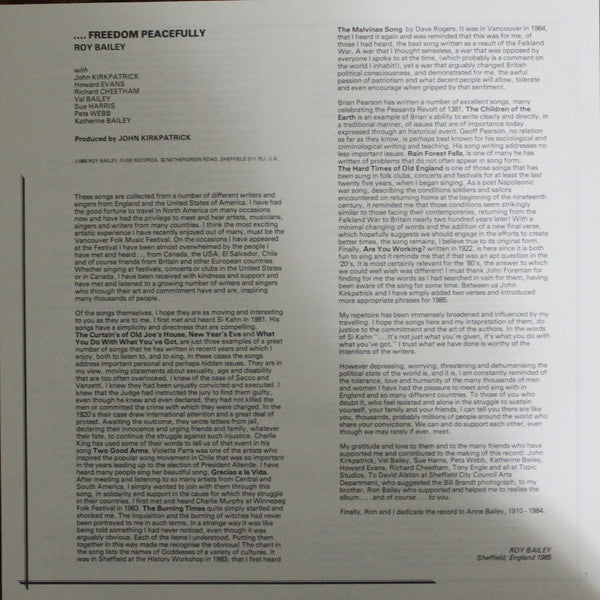 Roy Bailey : ...Freedom Peacefully (LP)
