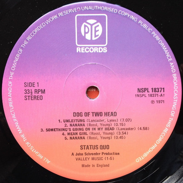 Status Quo : Dog Of Two Head (LP, Album, RP, Gat)