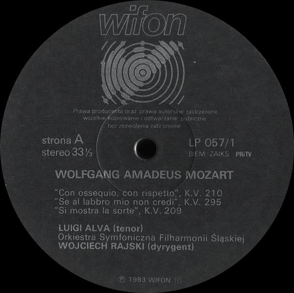 Wolfgang Amadeus Mozart, Orkiestra Symfoniczna Filharmonii Śląskiej, Luigi Alva, Janusz Olejniczak, Wojciech Rajski : Tenorowe Arie Koncertowe (Komplet) = Complete Concert Arias For Tenor (2xLP, Album, Bla)
