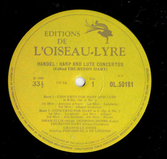 Georg Friedrich Händel - Philomusica Of London - Granville Jones : Lute Concertos / Concerto Grosso (Alexander's Feast) (LP, Mono)