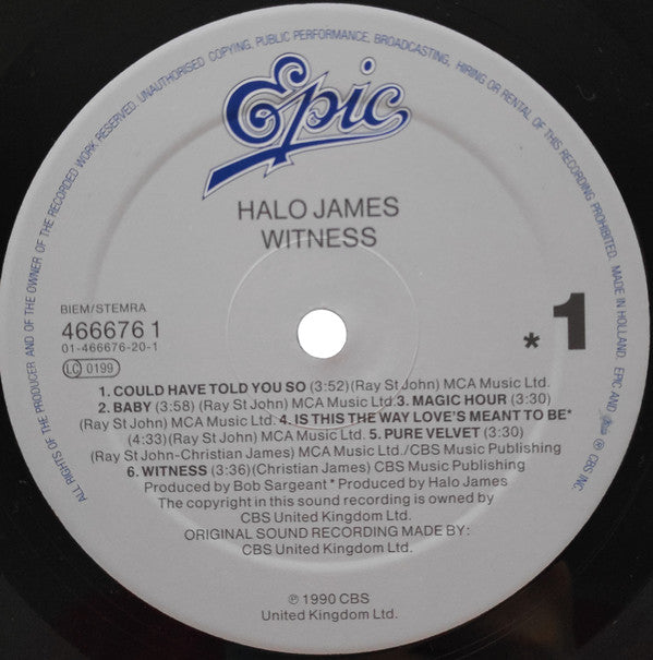 Halo James : Witness (LP, Album)