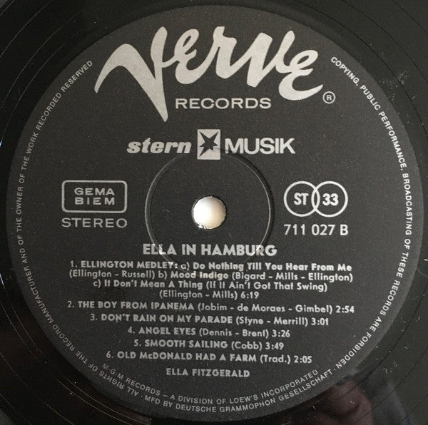 Ella Fitzgerald : Ella In Hamburg (LP, Album, RE)