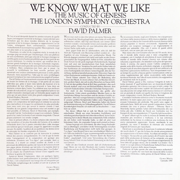 London Symphony Orchestra : We Know What We Like: The Music Of Genesis (LP, Album)
