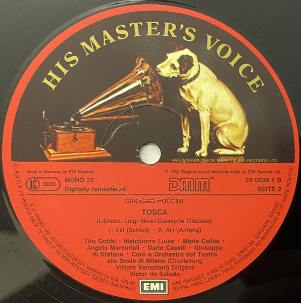 Giacomo Puccini, Maria Callas, Giuseppe Di Stefano, Tito Gobbi, Orchestra Del Teatro Alla Scala E Coro Del Teatro Alla Scala, Victor De Sabata : Tosca (2xLP, Mono, RE, RM + Box)