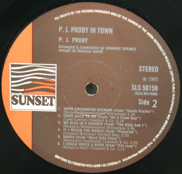 P.J. Proby : In Town (LP, Album, RE)